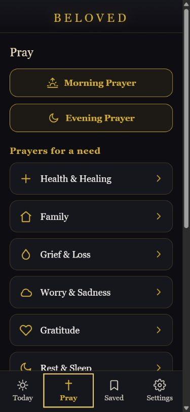 Beloved prayer library with morning, evening and prayers for different needs